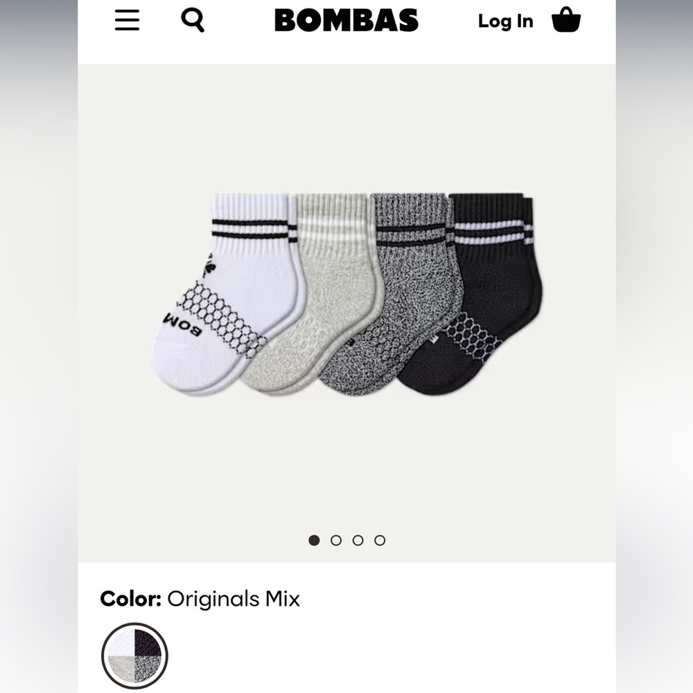 Bombas Toddler Calf Crew Socks Original Mix pack of 4 size T